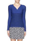 Armani Wrap Front Stripe Cashmere Sweater - Lyst