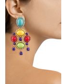 Oscar de la Renta Rose Gold-Plated Cabochon Clip Earrings - Lyst