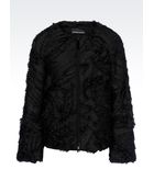 Emporio Armani Crew Neck Jacket In Fringed Effect Technical Fabric - Lyst