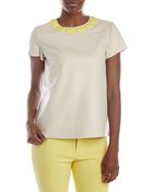 Raoul Ivory Leather Tee - Lyst