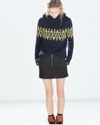Zara Faux Leather Skirt With Zip - Lyst