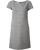Michael Kors Check And Pied De Coq Contrasting Panels Dress - Lyst