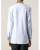 MSGM Contrasted Collar Shirt - Lyst