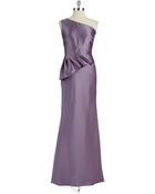 Badgley Mischka One Shoulder Asymmetrical Peplum Gown - Lyst