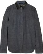 Rag & Bone Classic Leather-Trimmed Chambray Shirt - Lyst