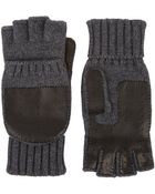 Barneys New York Leather-Palm Fingerless Gloves - Lyst