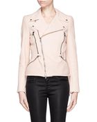 Alexander McQueen Pebbled Leather Biker Jacket - Lyst