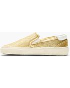 Saint Laurent Gold Glitter and Leather Slip On Sneakers - Lyst