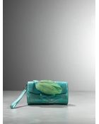 Patrizia Pepe Leather Clutch Bag With Flower Straw - Lyst