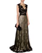 Marchesa Metallic Lace Gown - Lyst