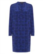 Jaeger Silk Painted Cube V-Neck Dress - Lyst