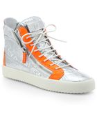 Giuseppe Zanotti Crackled Leather High-Top Sneakers - Lyst