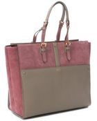 Giorgio Armani Pink And Dove Leather Large Tote Bag - Lyst