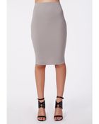 Missguided Candace Scuba Midi Skirt Grey - Lyst