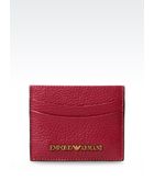 Emporio Armani Credit Card Holder In Printed Calfskin - Lyst