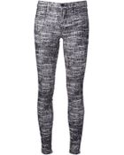 J Brand Flocked Skinny Trousers - Lyst