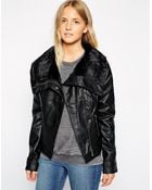 Brave Soul Pu Jacket With Oversized Faux Fur Collar - Lyst
