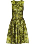 Oscar de la Renta Belted Metallic Jacquard Dress - Lyst