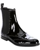 Bottega Veneta Black Patent Leather Wingtip Chelsea Boots - Lyst