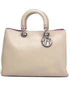 Dior Pre-owned Beige Leather Large Diorissimo Bag - Lyst