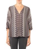 L'Agence Aztec-Print Satin Crepe Top - Lyst