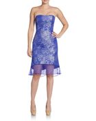ABS By Allen Schwartz Strapless Silk-Chiffon Trimmed Dress - Lyst