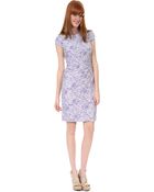 Kay Unger Ruched Floral Print Dress - Lyst