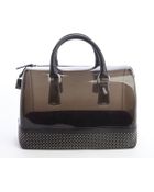 Furla Onyx Black Rubber Studded Leather Trim 'Candy' Satchel - Lyst