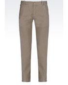 Armani Collezioni Casual Trousers In Stretch Cotton Twill - Lyst