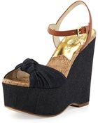 MICHAEL Michael Kors Benji Denim Platform Wedge - Lyst