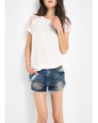 Mango Lace-Appliqué Linen T-Shirt - Lyst