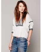 Free People Fp One Embriodered Bib Peasant Top - Lyst