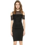 Yigal Azrouel Mesh Cutout Shoulder Top - Jet - Lyst
