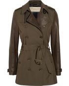 Burberry Brit Leathersleeved Gabardine Trench Coat - Lyst
