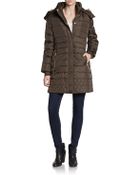 Sam Edelman Faux Fur-Trimmed Quilted Puffer Coat - Lyst