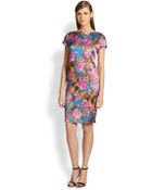 St. John Floral Silk Charmeuse Dress - Lyst