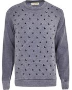 River Island Blue Burnout Bird Print Sweatshirt - Lyst