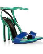 Saint Laurent Two-Tone Leather Sandals - Lyst