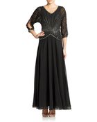 J Kara Hand Beaded Sequined Gown - Lyst
