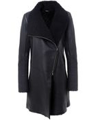V.sp Ribbed Sleeve Shearling Coat - Lyst