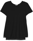 Rebecca Taylor Jersey & Chiffon Pleat Back Top - Lyst