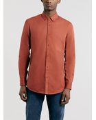 Topman Brick Orange Long Sleeve Twill Shirt - Lyst