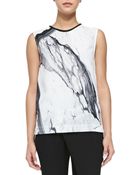 Helmut Lang Hydra Marble-Print Sleeveless Top - Lyst