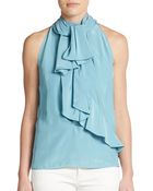 Valentino Cascade-Front Silk Top - Lyst