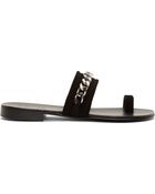 Giuseppe Zanotti Black Suede Chain Accent Sandals - Lyst