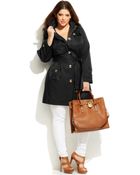 Michael Kors Michael Plus Size Hooded Belted Trench Coat - Lyst