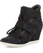 Ash Bowie Mesh Suede Wedge Sneaker - Lyst