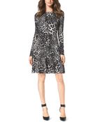Michael Kors Leopard-Print Cotton-Blend Sweater Dress - Lyst