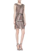 Aidan Mattox Beaded & Sequined Art Deco Cocktail Dress - Lyst