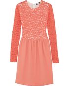 MSGM Lace And Stretch-Crepe Mini Dress - Lyst